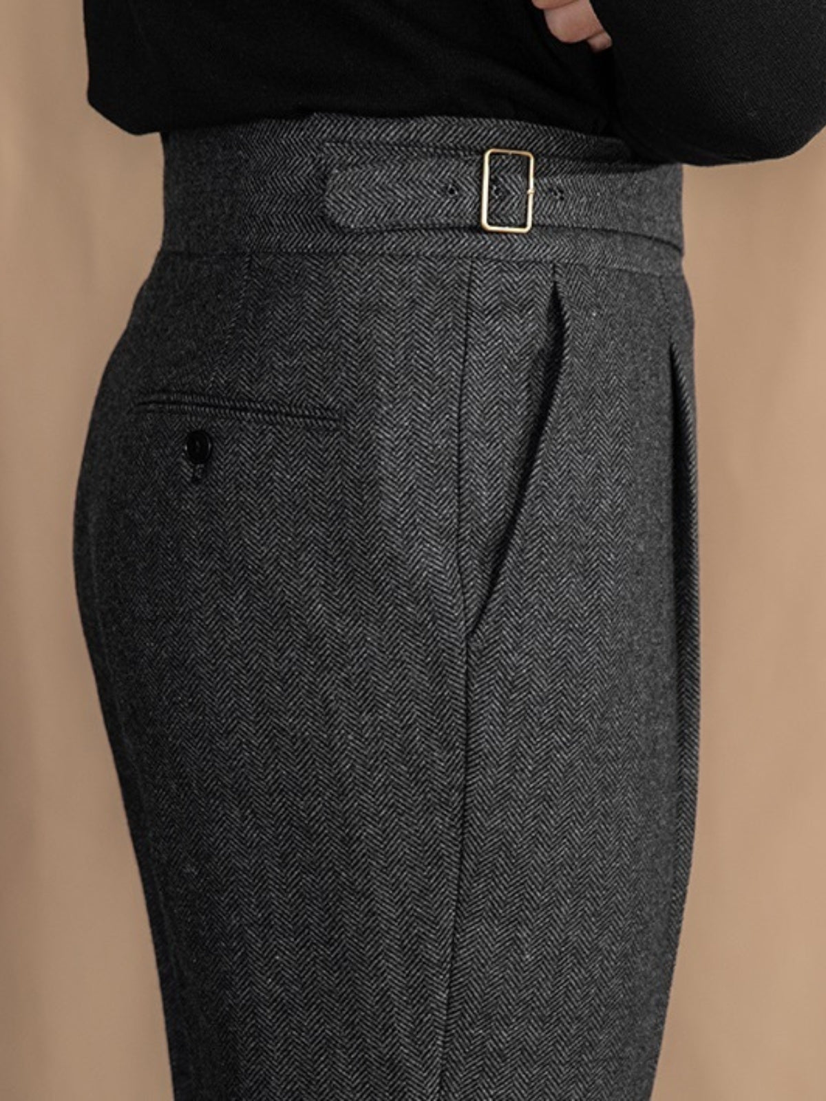 Old Money Herringbone Casual British Woolen Trousers