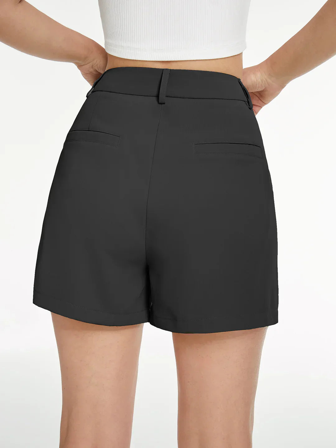 High Waisted Solid Trouser Shorts
