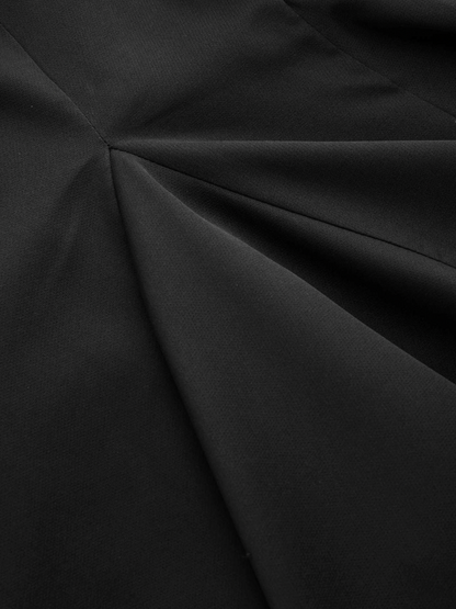 V-neck Solid Button Ruffle Hem Mini Dress