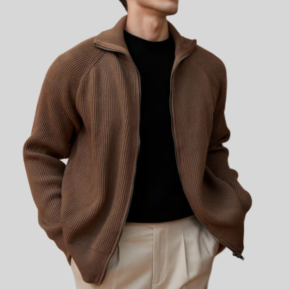 Old Money Thick Knitted Zipper Sweater Cardigan