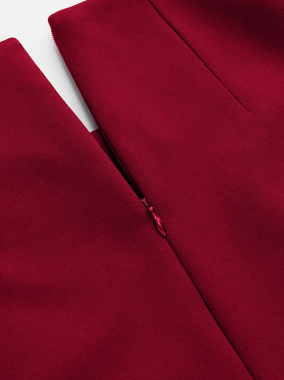 High Neck Solid Long Sleeve Mini Dress