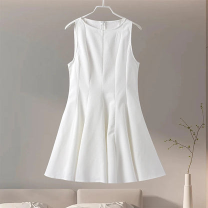 Casual Round Neck Frosted Bliss Pleated Dress