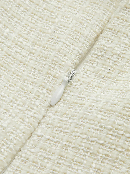 Elegant Style Tweed Pleated Strappy Dress