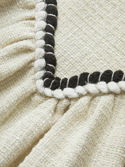 Elegant Style Tweed Pleated Strappy Dress