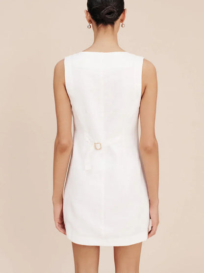 Casual Cotton Button-Front Short Dress