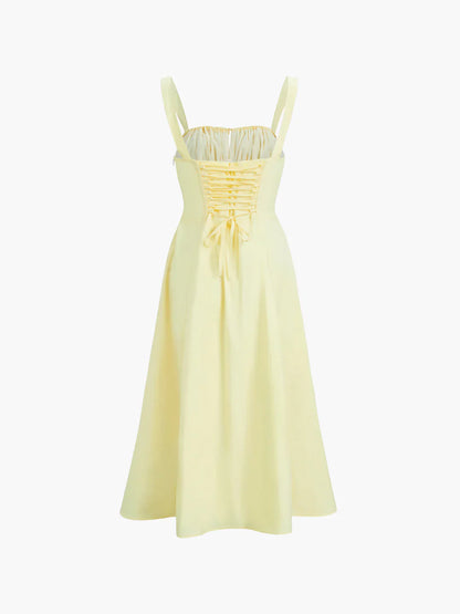 Lace-up Long Sling Midi Dress